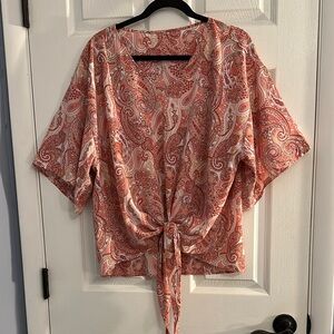Paisley Tie-Front Blouse XXL